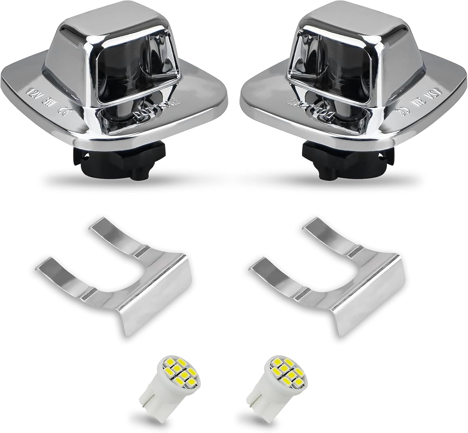Bestview LED License Plate Light Lamp with Chrome Housing White Bulbs For 1988-1999 Chevy GMC Silverado C/K Series 1500 2500 3500 Suburban Blazer S10 Tahoe Yukon Sonoma S15 Truck Tag Lights Assembly