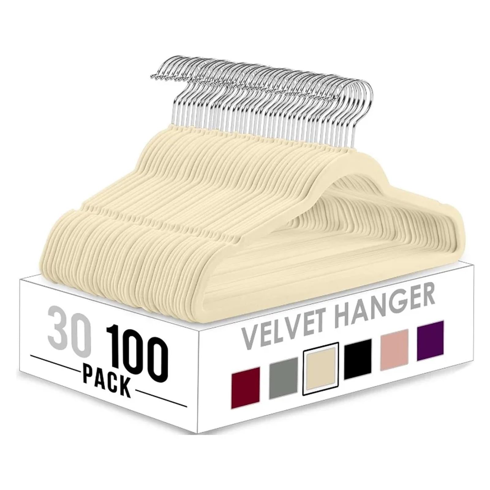 EVWGNPQRV Clothing Hangers, Velvet Hangers 150 Pack Non-Slip Suit With Rotatable Hook Multicolor(Beige)