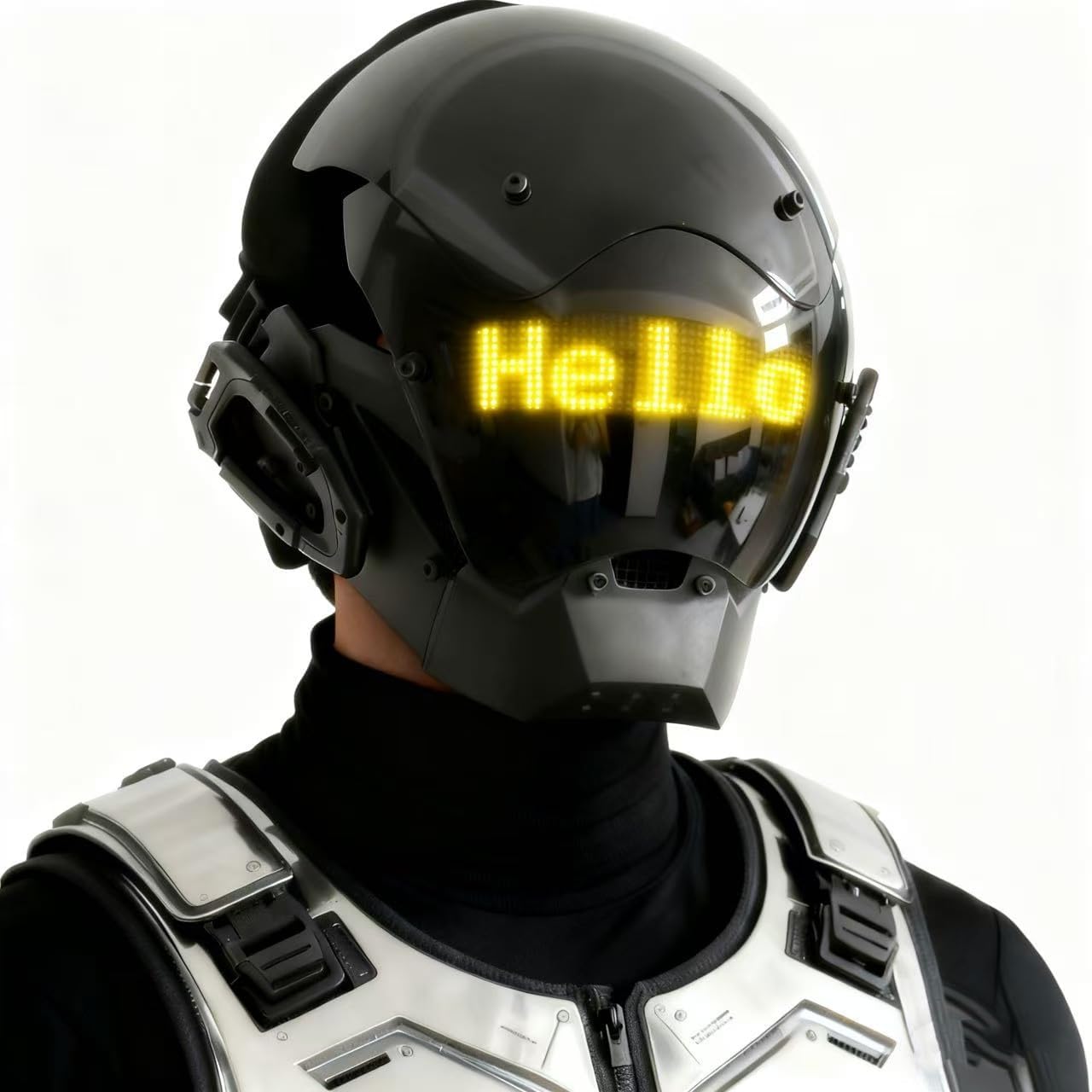 punk Gothic Mask Helmet for Adult,Techwear mask, Halloween Cosplay Costume Accessory with Bluetooth App Control