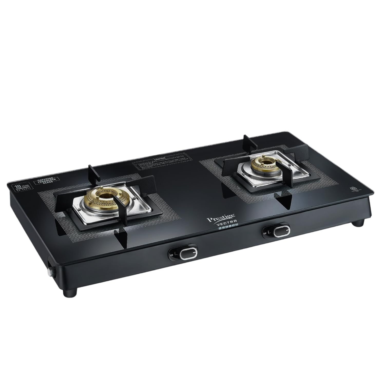 Prestige Vectra 2 Burner Glasstop Gas Stove|Superior Toughened Glass|Jumbo Brass Burner|3-Way Gas Inlet|360 Degree Revolving Nozzle|10 Years Warranty on Glass|Black-image-20
