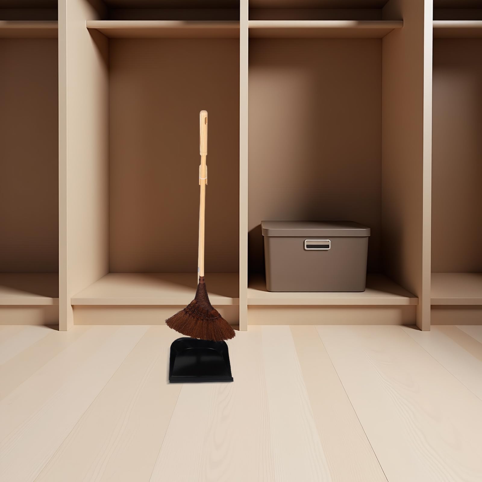 TOYANDONA Escoba y Recogedor de Madera Hechos Mano Cepillo Doméstico para Cocina y Sala Conjunto Antipolvo con Recogedor de Hierro Resistente para Limpieza sin Rayas Pisos de Madera