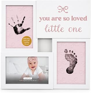 Kate & Milo Baby Handprint & Footrpint Collage Photo Frame, With Included Ink Pad and 3 Photo Inserts