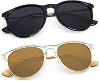 Vista 2 de ANDOILT Lentes de sol polarizados vintage para mujeres y hombres, protección UV, lentes de espejo redondos retro