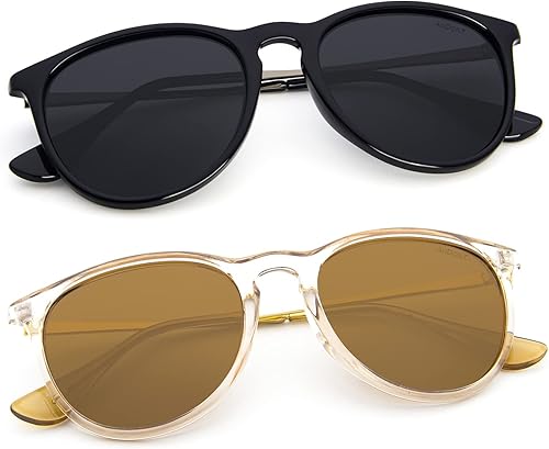 Miniatura 2 de ANDOILT Lentes de sol polarizados vintage para mujeres y hombres, protección UV, lentes de espejo redondos retro