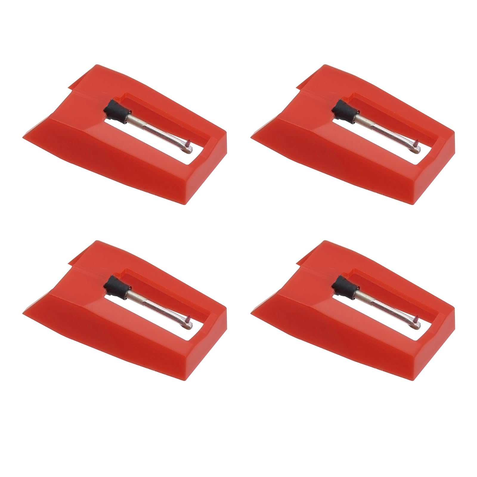 Aiguille Tourne Disque, Diamant Platine Vinyle, Saphir Platine Vinyle, Aiguille Diamant de Remplacement, Aiguille Tourne Disque Universel Platine pour Tourne Disque en Vinyle (Rouge) (4Pcs)