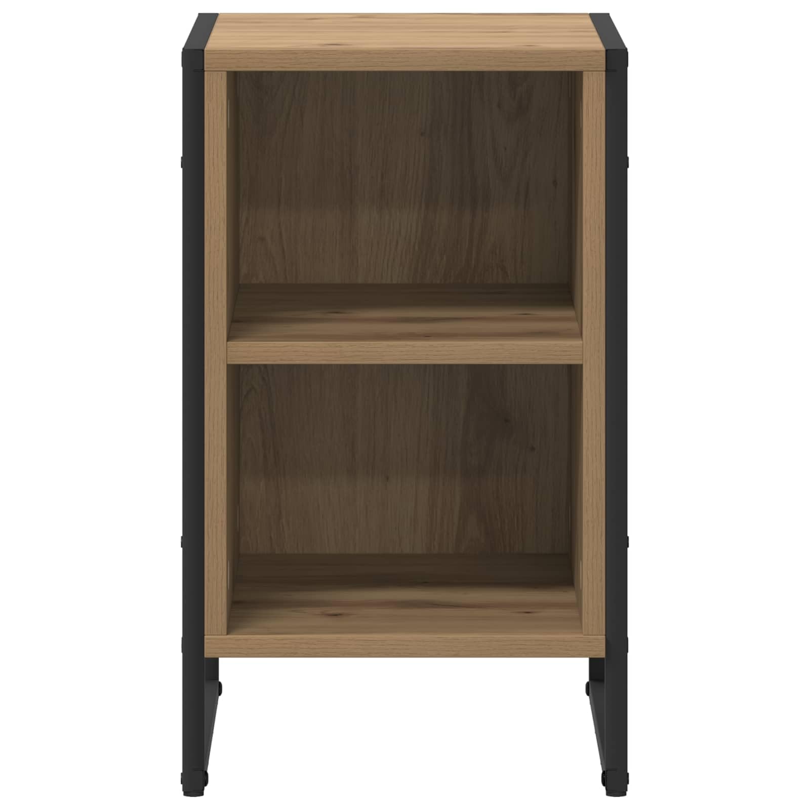 Générique 2-częściowy przemysłowy stolik nocny z drewna i stali, kompaktowy prostokątny 39,5 x 30 x 50 cm, nowoczesny design do sypialni