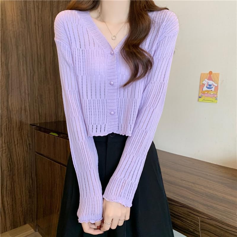 Image of ICW Women's Knitted Ribbed Cardigan Long-Sleeve V-Neck Button-Up Shrug Jacket Top Dn85