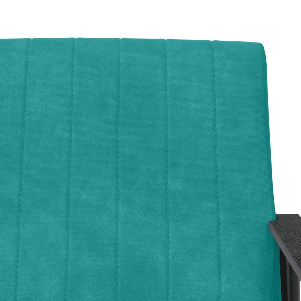 Fotel turkusowy aksamit z ergonomicznym oparciem i podłokietnikami, 59 x 75 x 78 cm, do salonu, sypialni, biura, relaksu, relaksującej pozycji siedzącej i stylowego relaksu