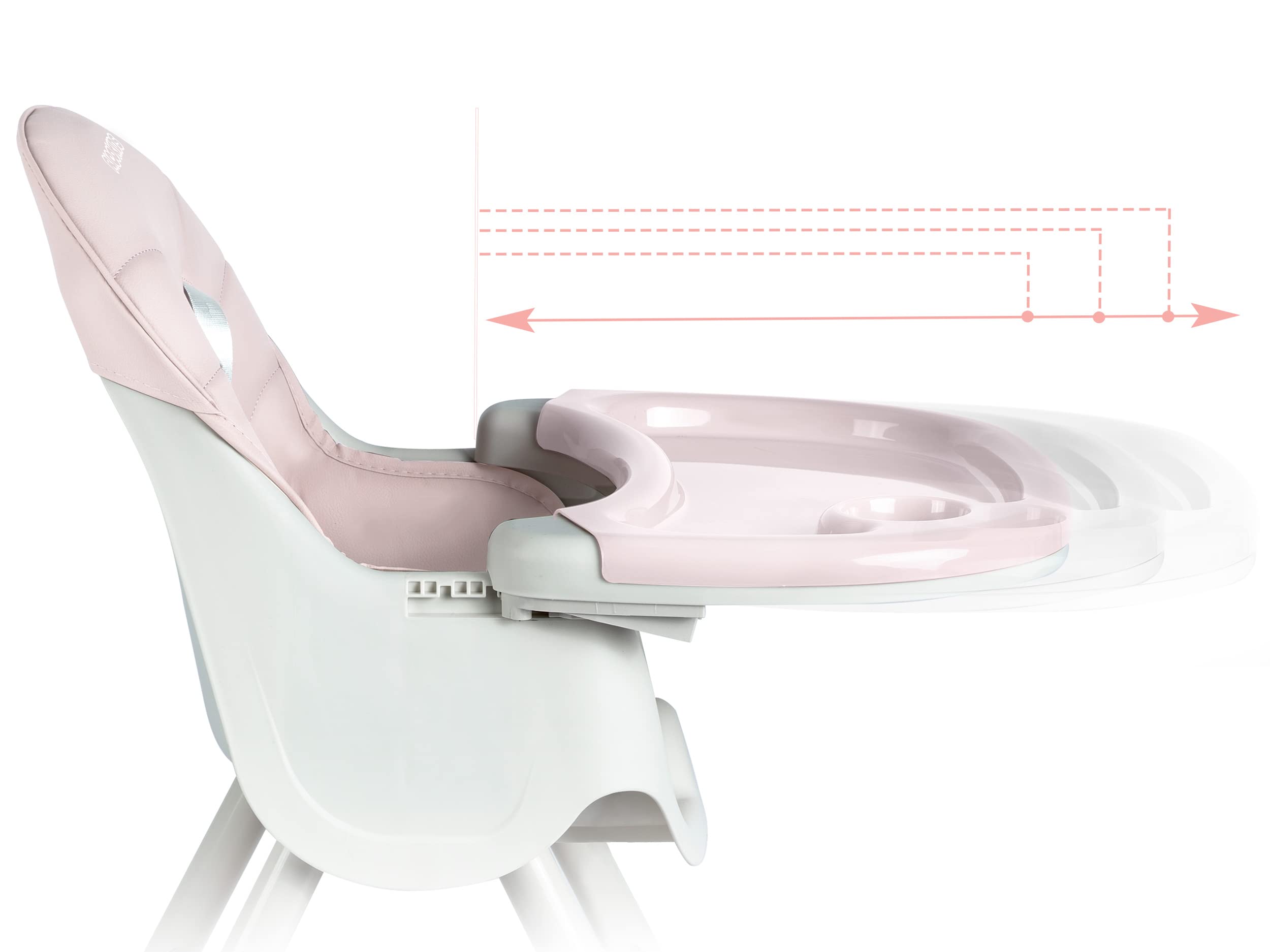 Trona de bebé Milo con mesa (rosa)