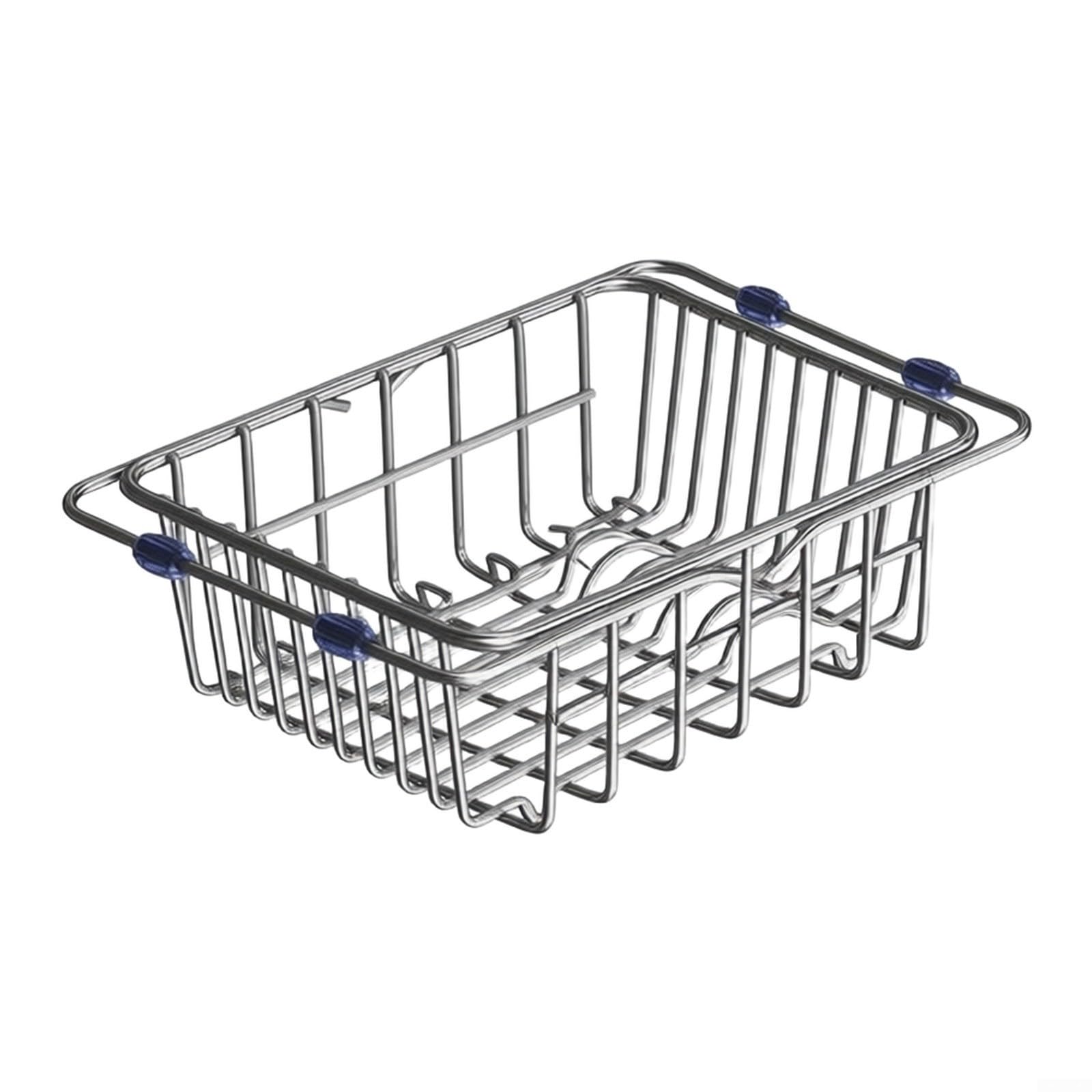 Escurridor de platos ajustable sobre el fregadero, escurridor de acero inoxidable con soporte para cubiertos para cocinas pequeñas, 38-57 cm (34,5 x 25 x 11 cm)