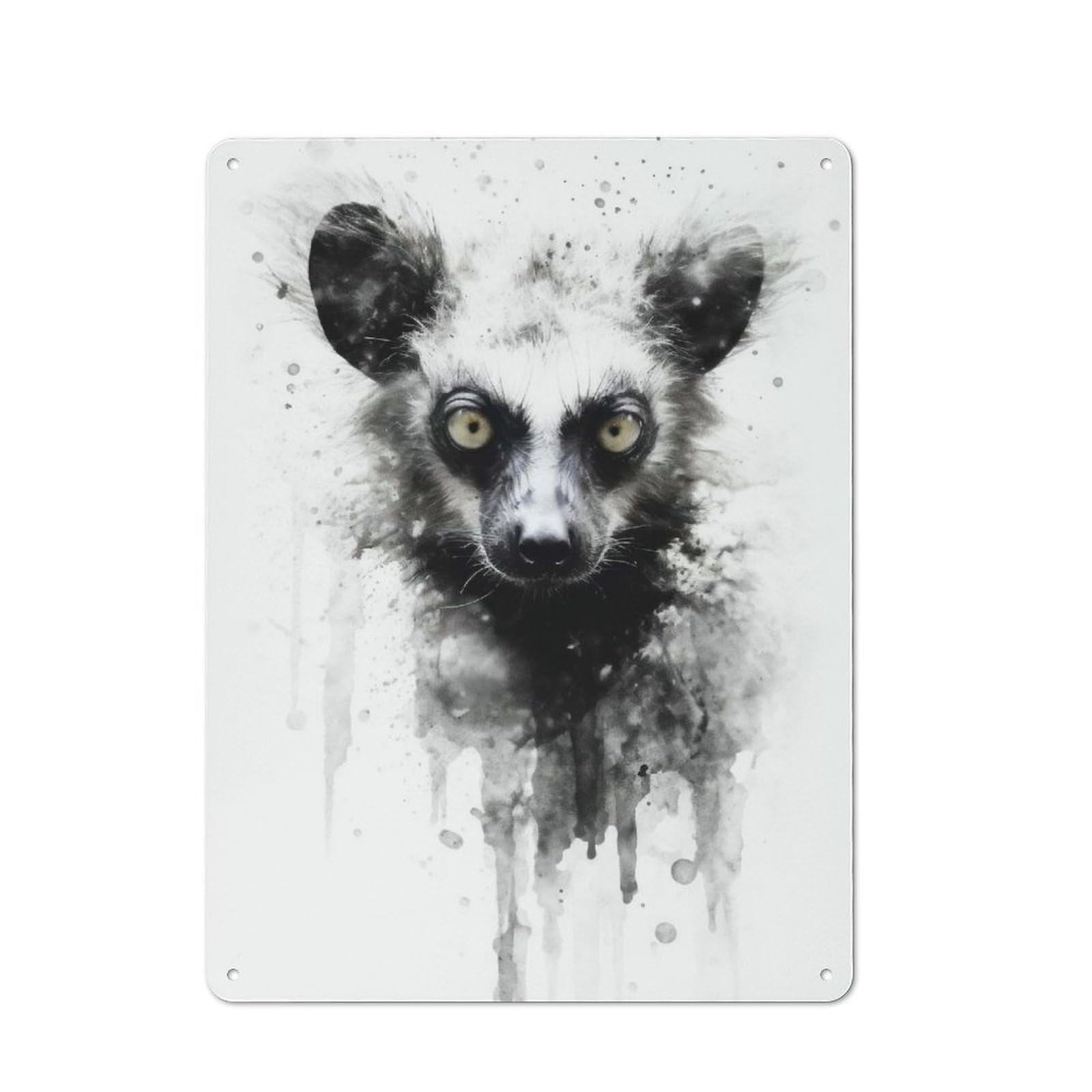 Junmoney Lemur Beauty Black Ink Vintage Vintage Tin Sign 40X30cm, Cafe Wall Decor For Bakery, Diner, Cafe Or Family Room