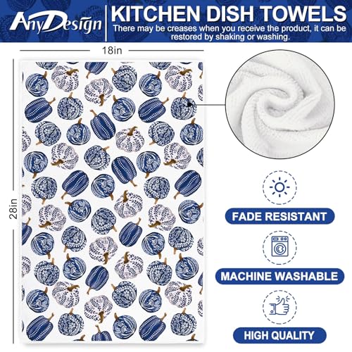 Generic A4083 Anydesign Fall Kitchen Dish Towel 18 X 28 Inch Porcelain Pumpkin Dishcloth Chinoiserie Decorative Hand Drying Tea Towel thumb #1
