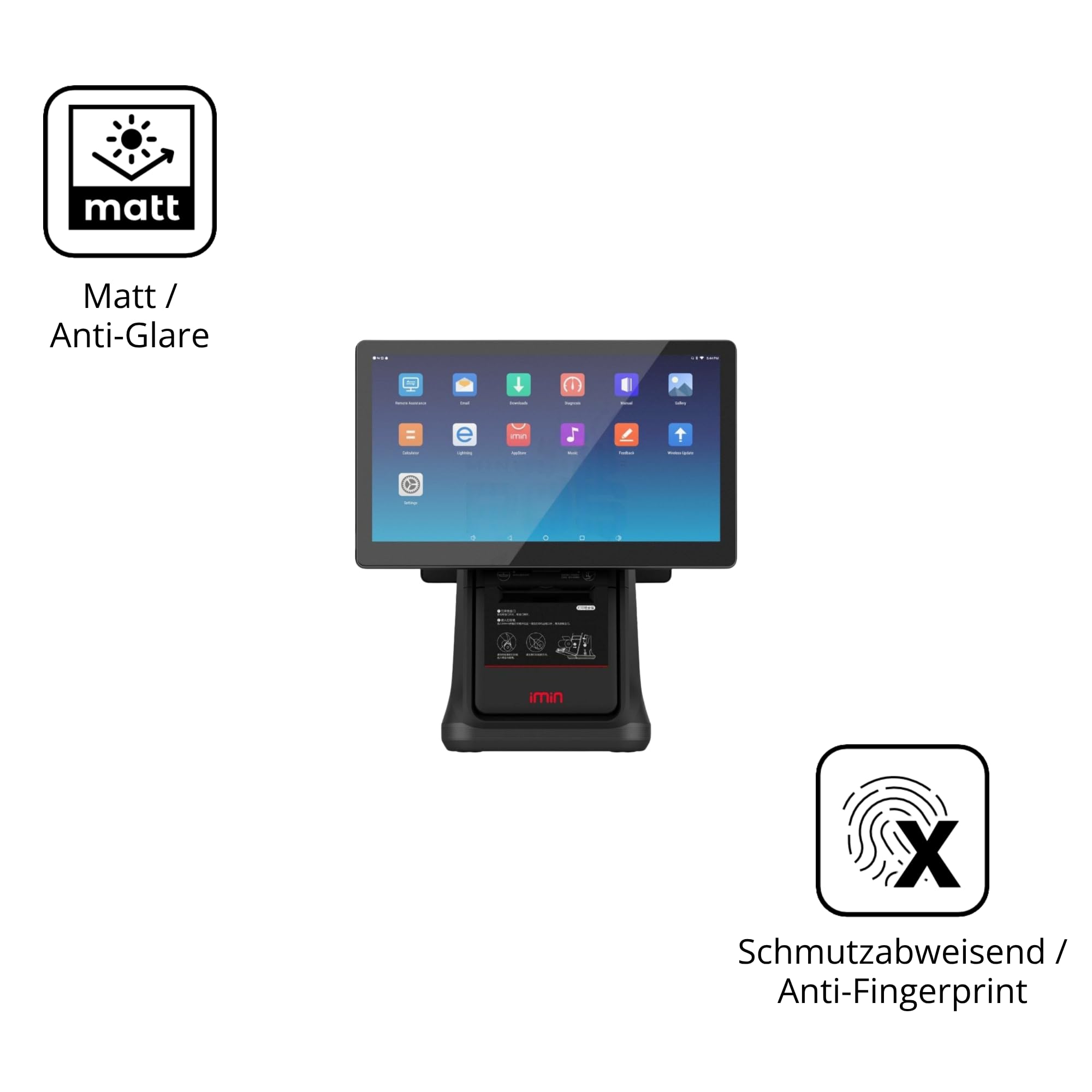 dipos 2x Protector de Pantalla mate para IMIN D4 / Pro D4-503 D4-505