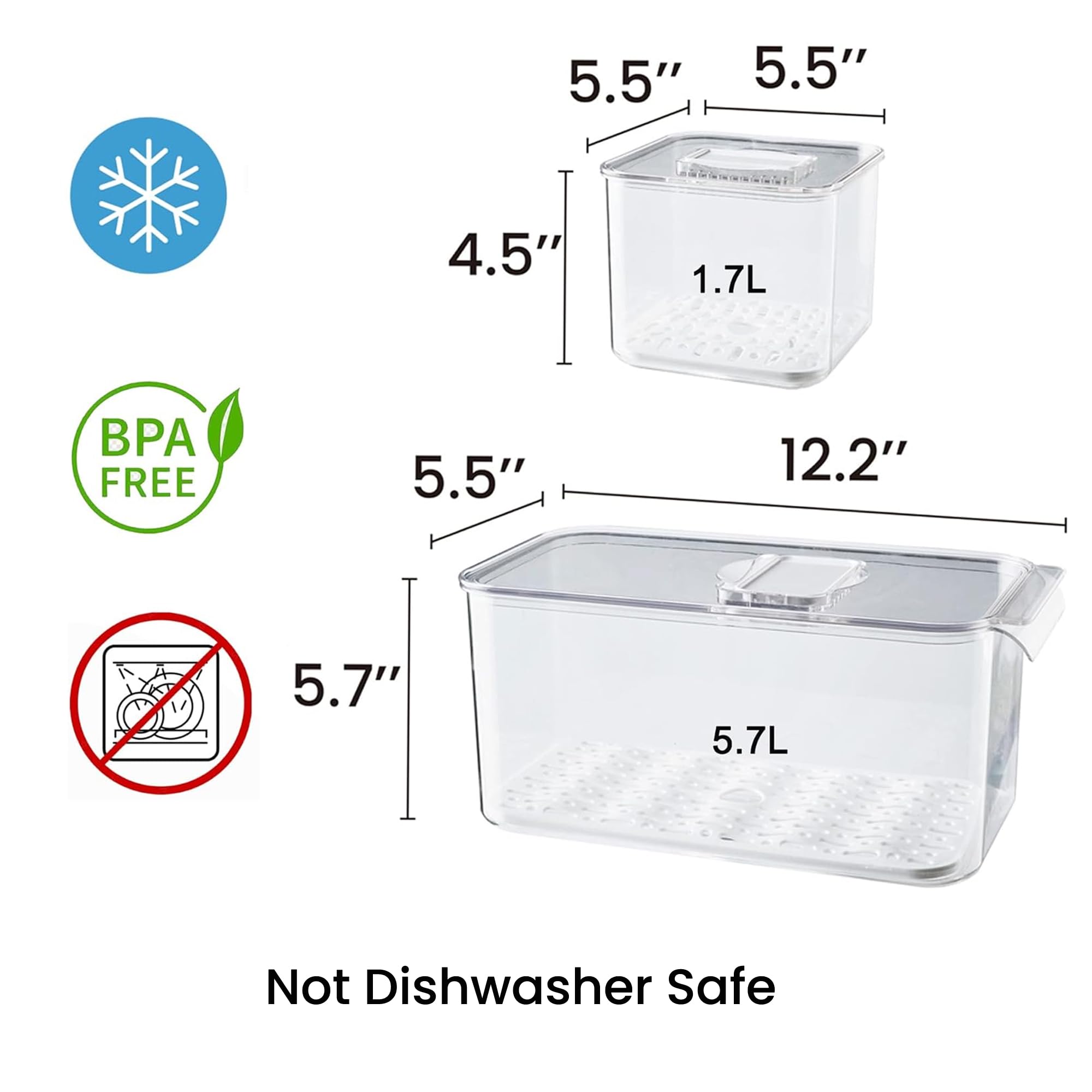 Ahorro de productos frescos para refrigerador, 3 contenedores de alimentos y frutas y lechugas, organizadores de almacenamiento de verduras y ensaladas, apilables, sin BPA 6