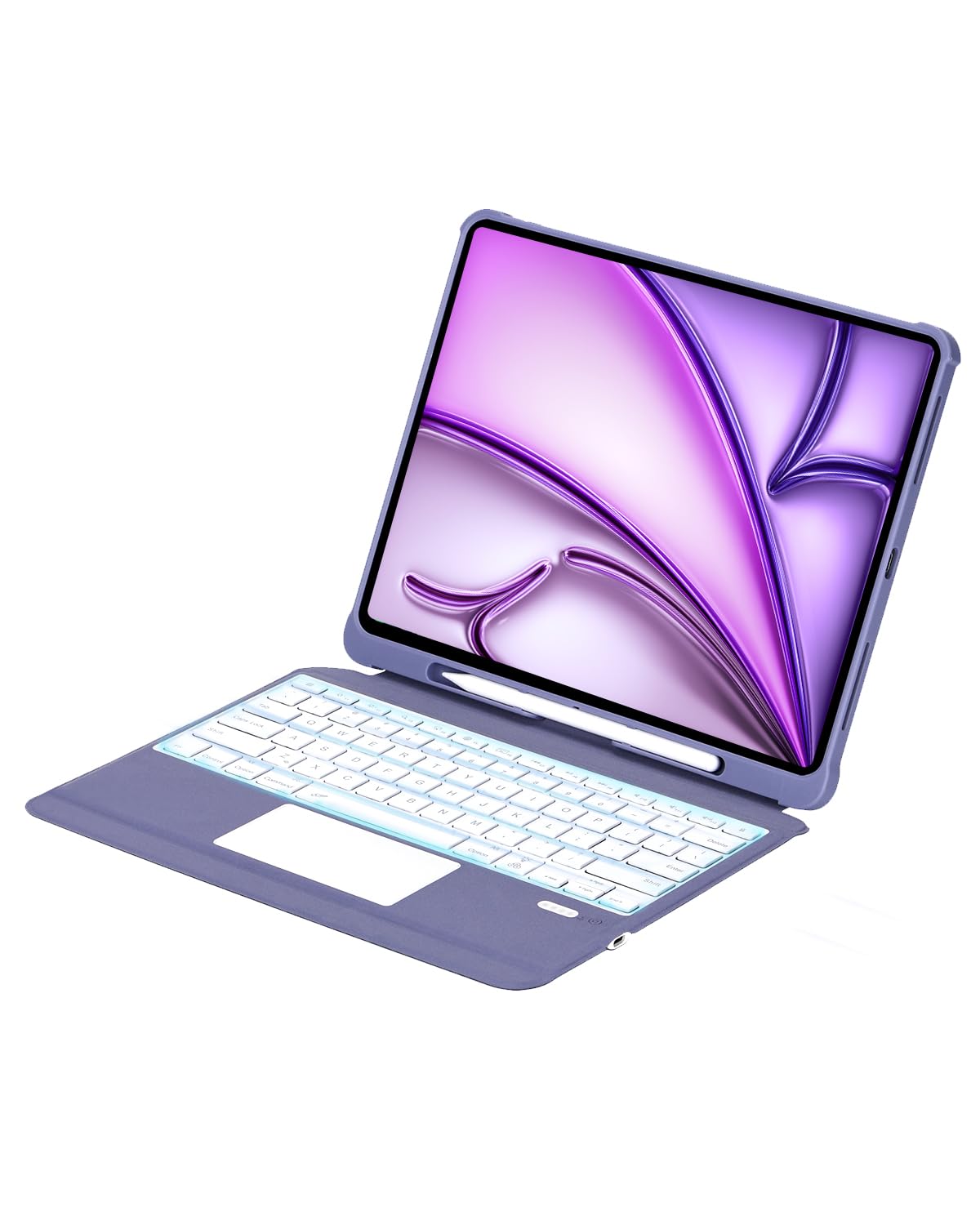 Funda de Teclado para iPad Pro de 12.9 Pulgadas 6/5/4/3 Generaciones, Teclado magnético Desmontable, con retroiluminación de 7 Colores y trackpad, QWERTY, Violeta (T209D)
