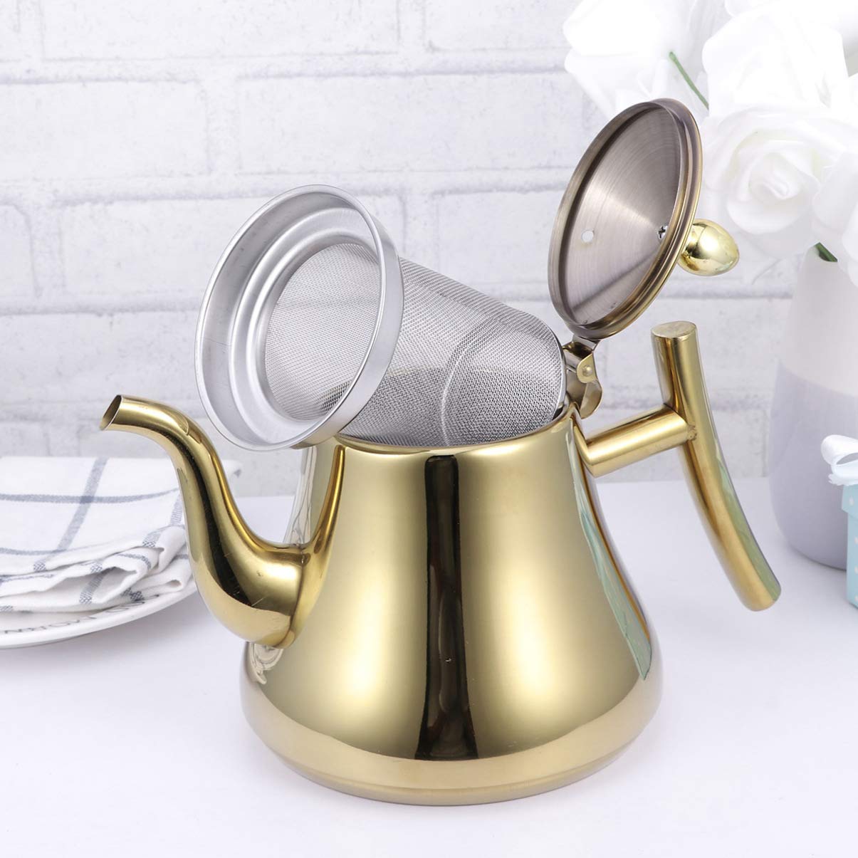 piano cottura Bollitore a fischio Versare sopra il bollitore per il caffè Bottiglia d'acqua in acciaio inossidabile Piano cottura Bollitore per il tè Piano cottura Caldaia ad acqua Teiera in cerami