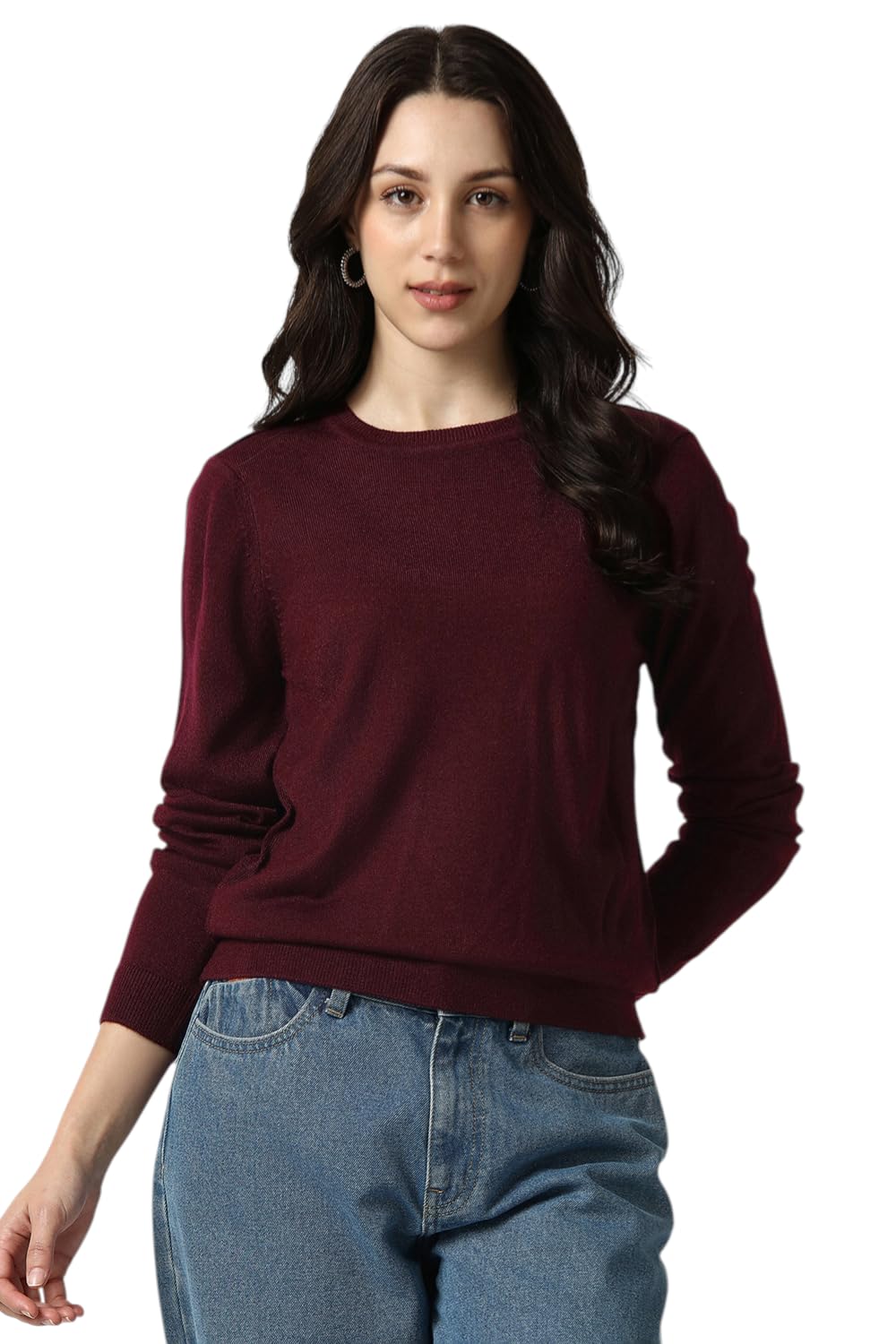 van heusen Women's Round Neck Pullover Regular Fit Sweater| Full Sleeve Ribbed Hem Casual winterwear-picture-43