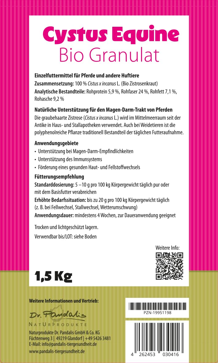 Bio Zistrosenkraut für Pferde 1,5kg – 100% Cistus incanus | Einzelfuttermittel ohne Zusätze & PA, ADMR-konform, Kräuterfutter für mehr Wohlbefinden & Immunsystem