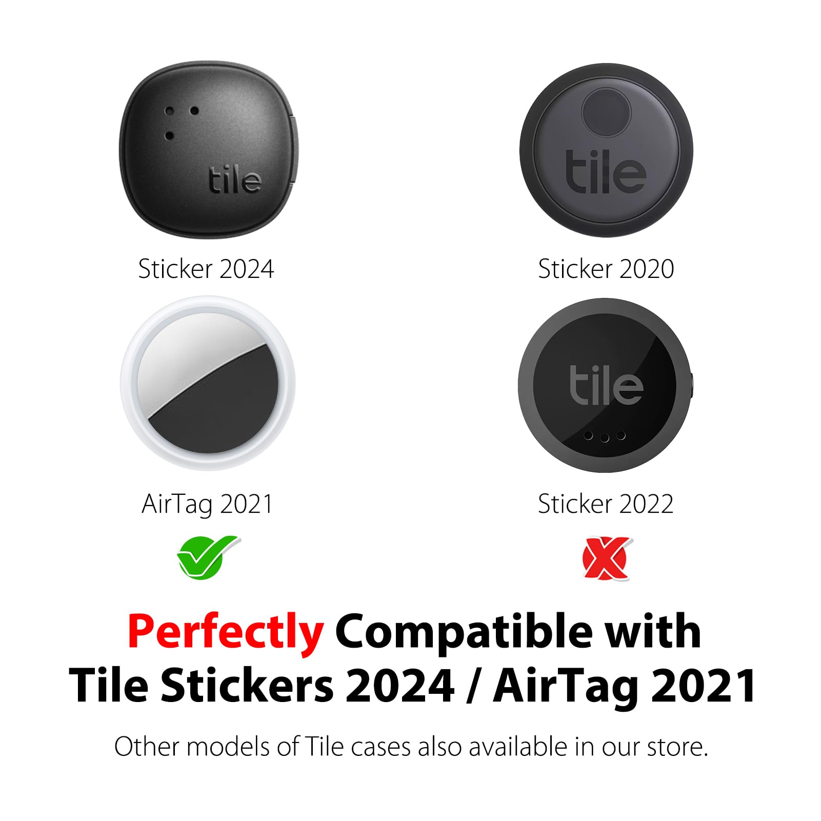 Silicone Case for Tile Sticker 2024 & AirTag 2021 with Keychain, 2 Pack Anti-Scratch Protective Cover for Tile Tracker (Black/Yellow)