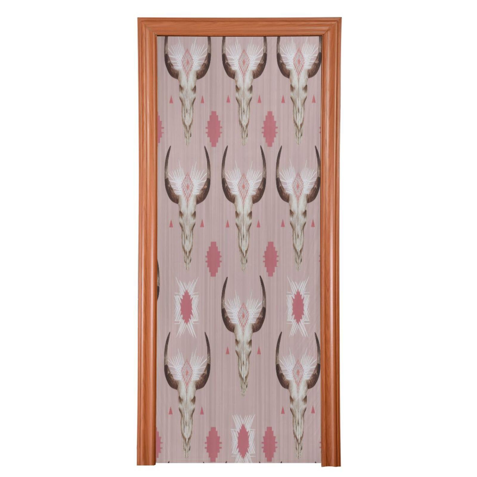 FLildon Native Aztec Tribal Bull Skull Door Cover Decoration, Party Accessory Porch Decor for Festive Ornament Room Door Covers 36 x 98 Inch