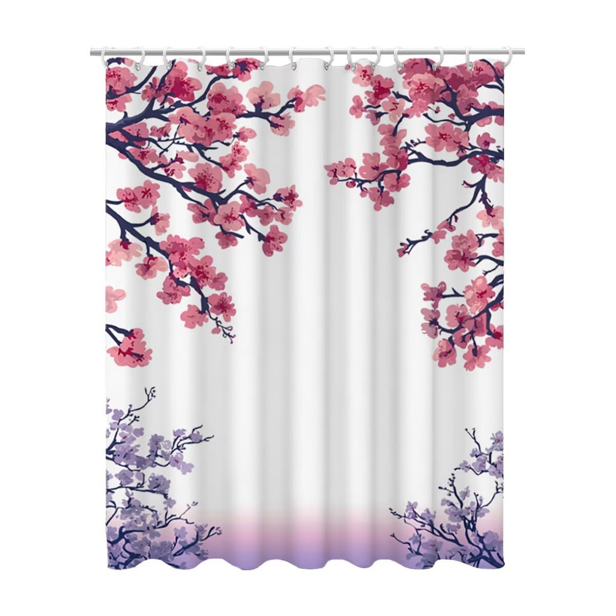 Rosa Duschvorhang 240x200, Duschrollo mit 12 Duschvorhang Haken, Anlage Shower Curtains Beschwerter Saum, Waschbar Polyester Stoff Wasserdicht Extra Lang für Badewanne Badezimmer Deko, Geschenke -3929