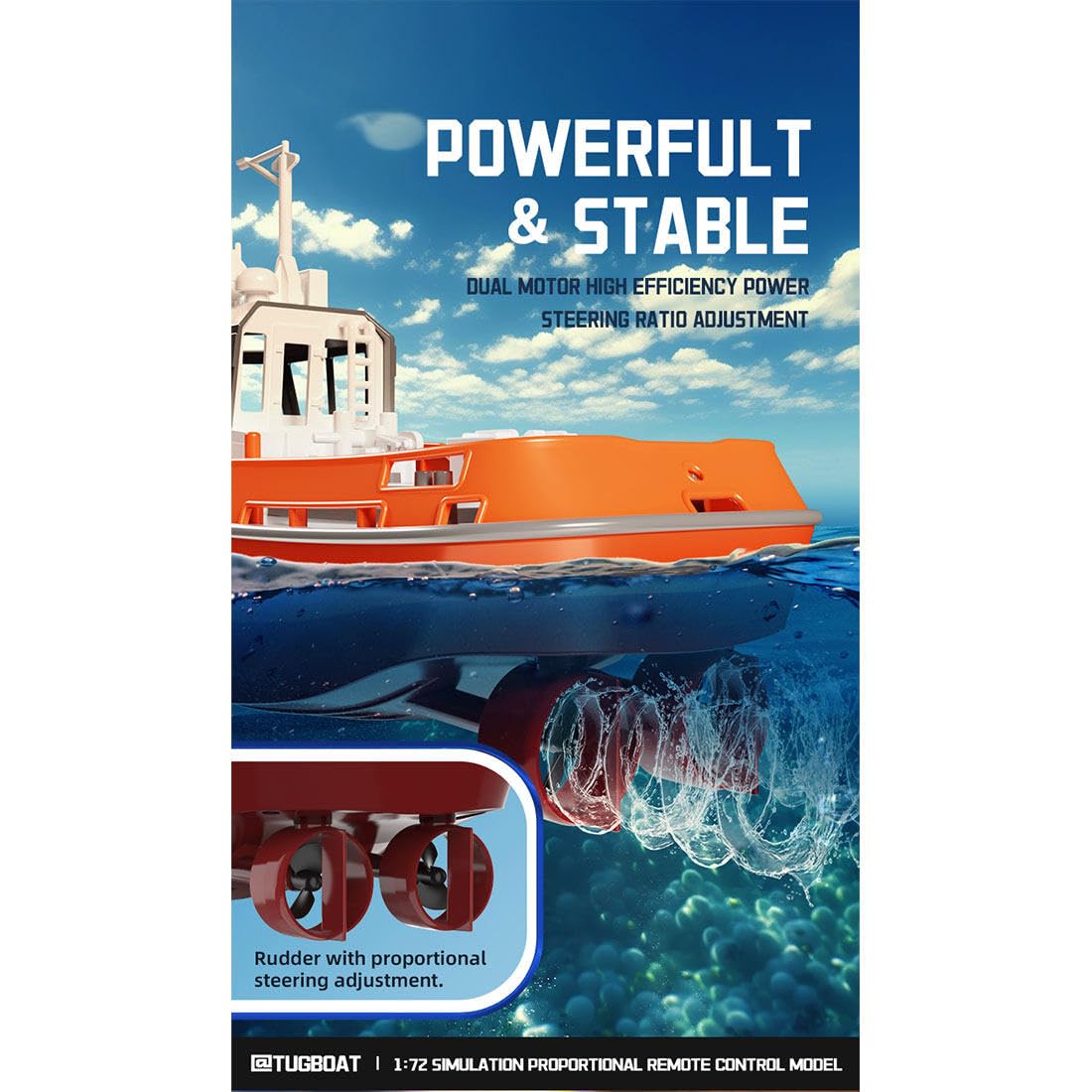 NULA Barco teledirigido turbojet 1:72, 8 km/h, rápido, impermeable, eléctrico, modelo de remolcador para piscinas, lagos, ríos, lancha rápida, regalo para adultos y adolescentes