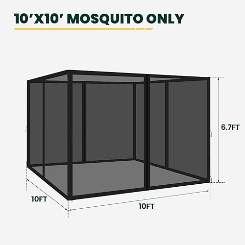 Miniatura 2 de OLILAWN Mosquitera universal de repuesto para kiosco, 10 x 10 pies, cortina de pared lateral de 4 paneles, con cremalleras, fácil de instalar, se