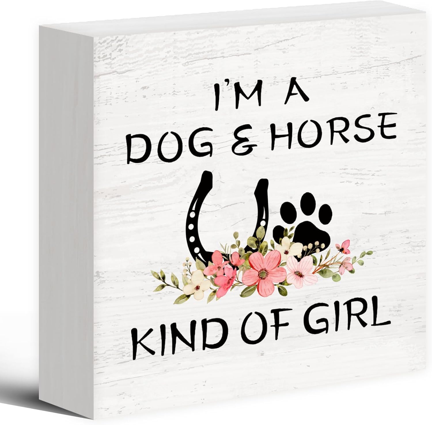 Dog and Horse Girl Box Sign 7x7 Inch Rustic Farmhouse Decor