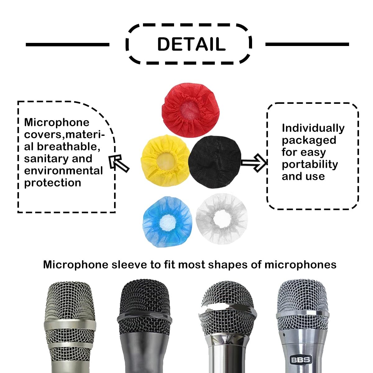 ONLY 100 Pcs Microphone Hygiene Cover Disposable Microphone Windscreen Mic Protective Shield Microphone Cover I.50969655