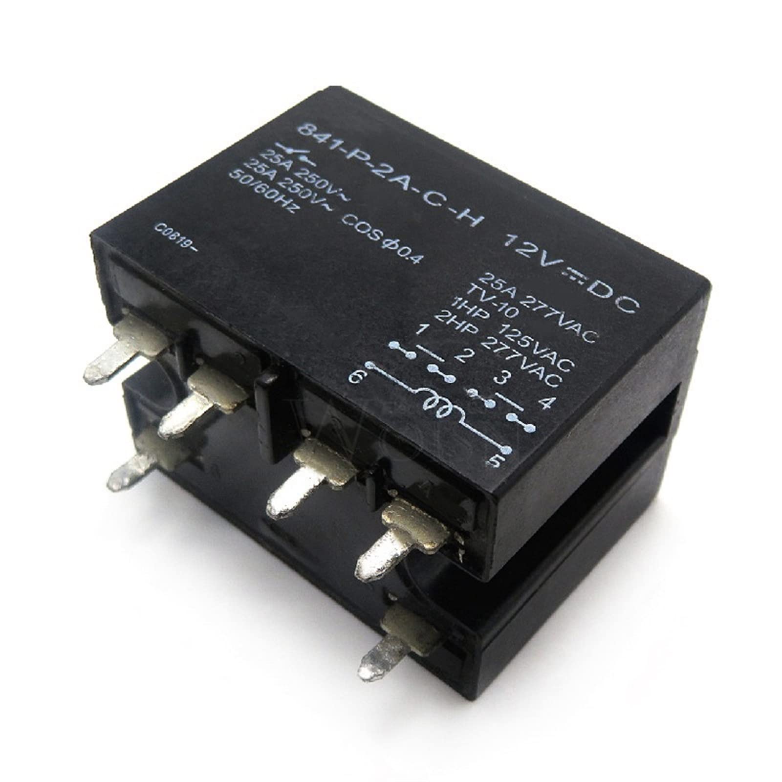 AERBNYEQP 2pcs 841-P-2A-C-H 12VDC Relay 25A 6-PIN