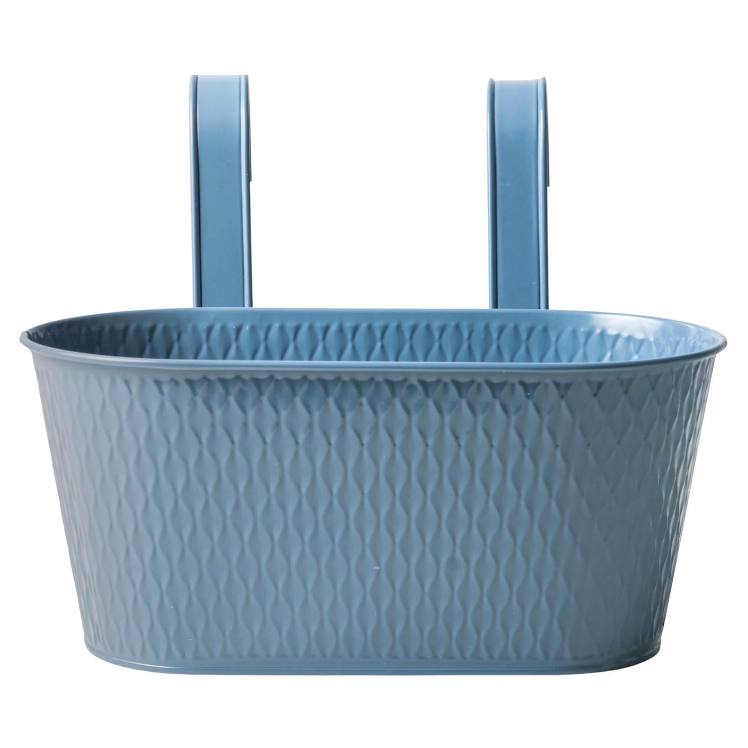 FabFinds Over Fence Diamond Planter 26.5cm Metal Balcony Railing Plant Pot For Garden Fence Patio Outdoor Flower Displays Assorted Packs (1, Blue)