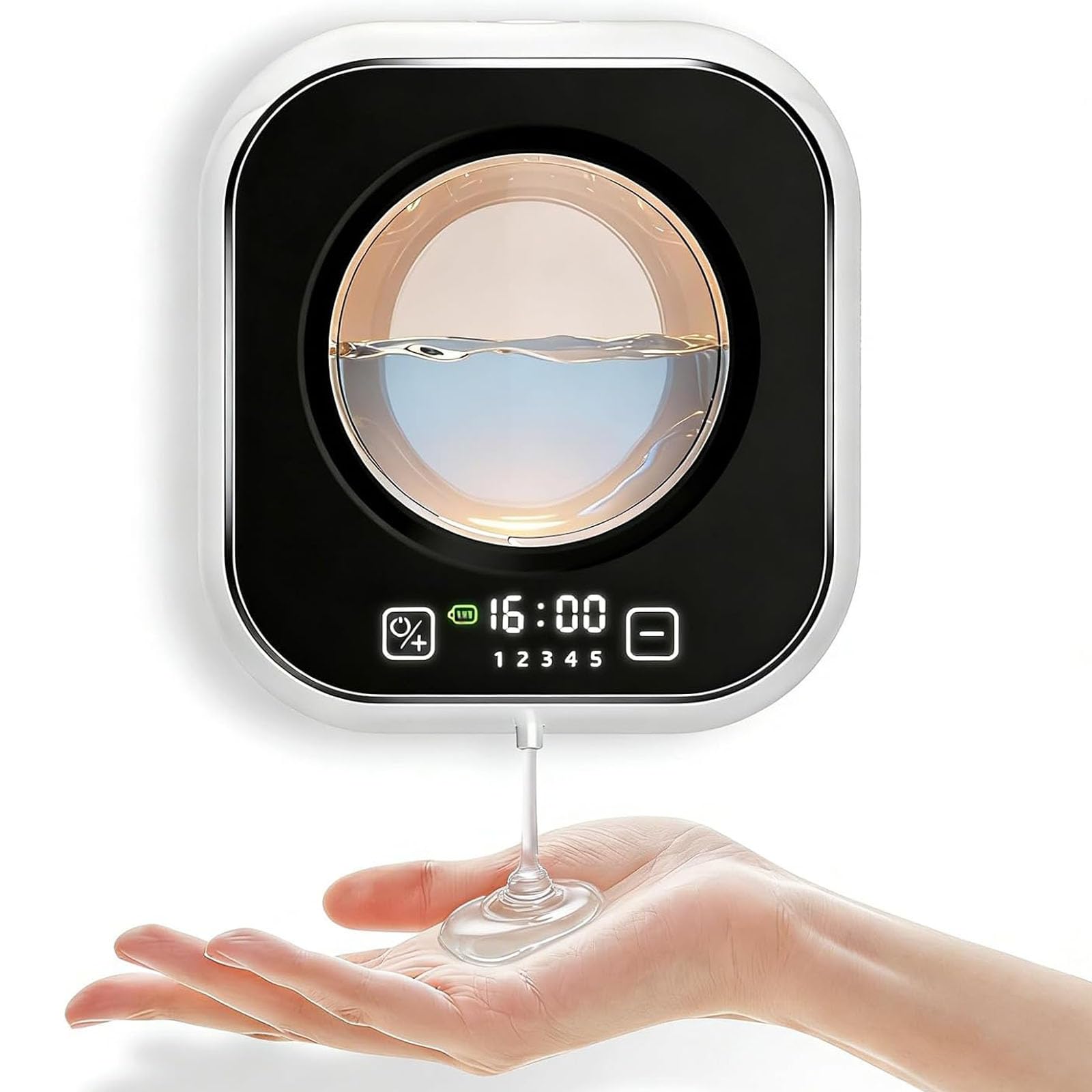 Dispensador automático de jabón sin contacto de 320 ml, 1500 mAh con pantalla LCD, 5 ajustes de velocidad, recargable por USB para baño, cocina, oficina