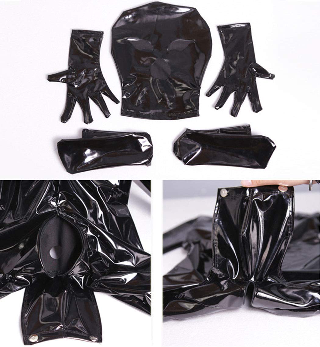 Hombres Black Mirror Body Sculpting Estereotipo Látex Todo Incluido Mono Apretado Night Club Bar DS Técnica Esculpiente, Negro, XXL, Negro , XXL