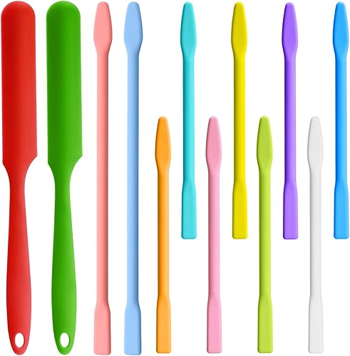 Kit de 12 varillas de silicona para agitar, resina epoxi para mezclar resina, pintura, líquido, herramientas de manualidades para hacer vasos flash