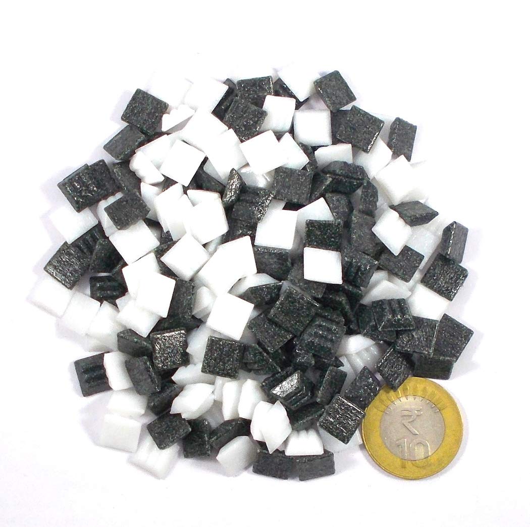 10x10mm Vitreous Black & White Mosaic 100 Gm Pack