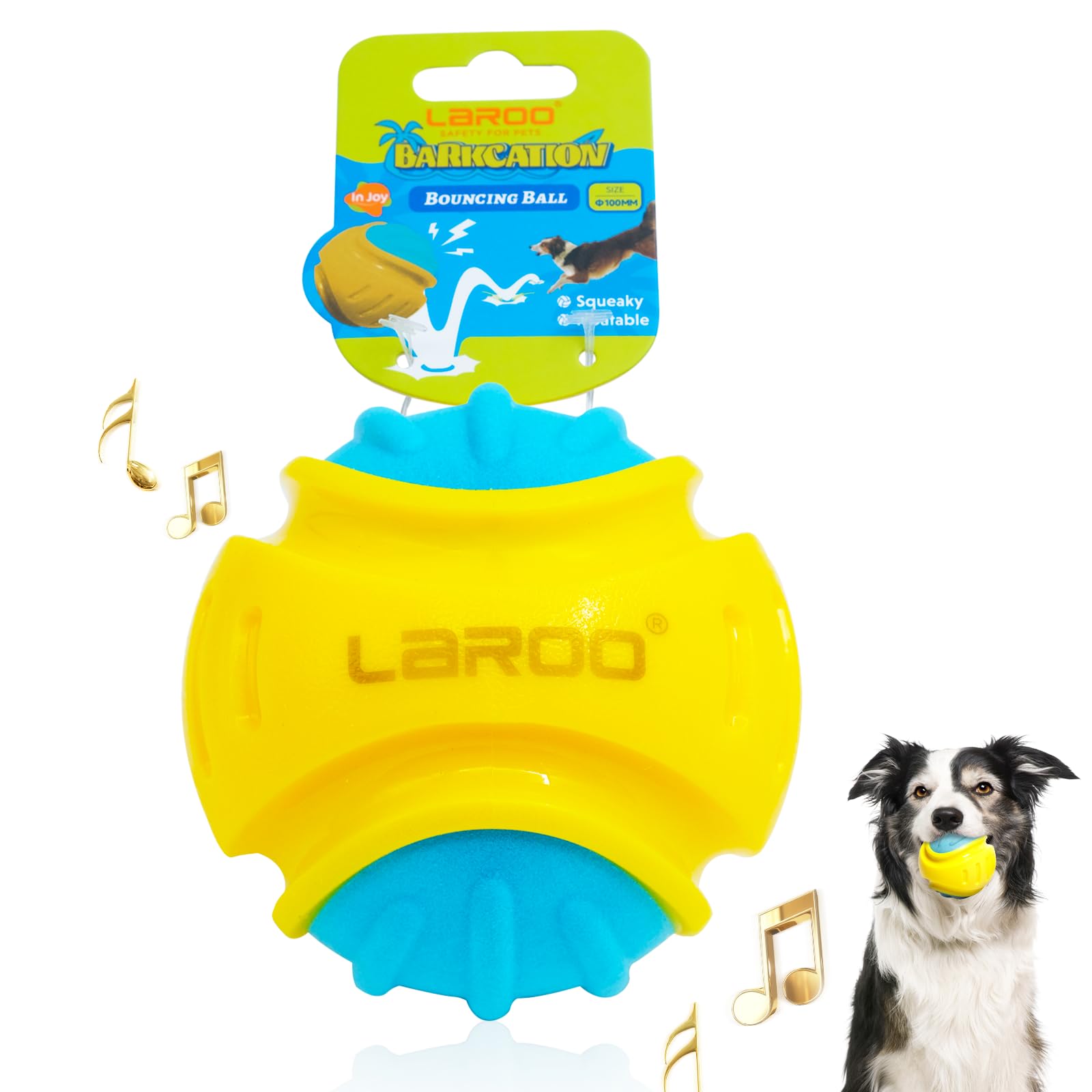 LaRo Squeaky Dog Ball High-Bounce Fetch Ball Relieves Anxiety Cleans Teeth Chew Toys Water Toy Made with Durable