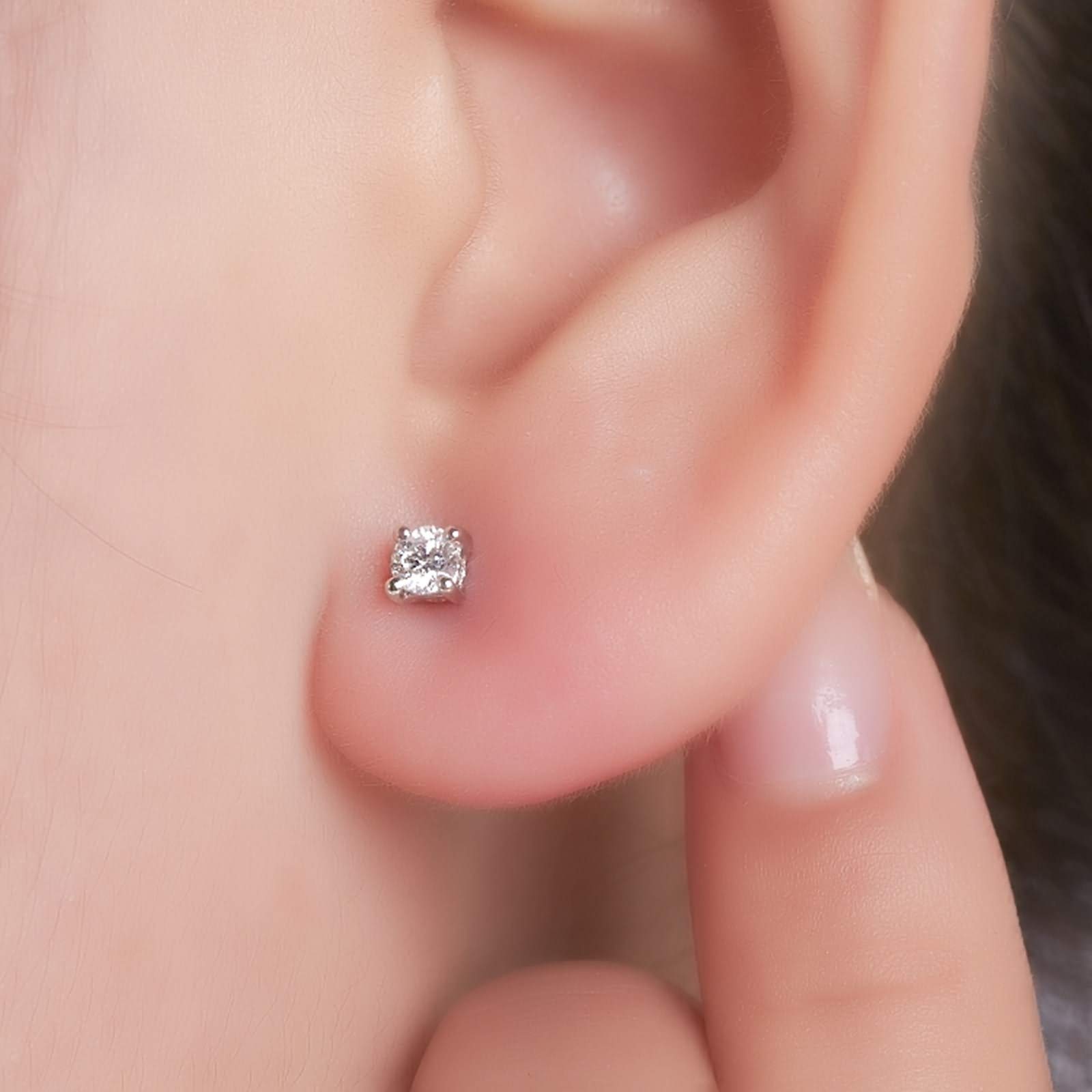 Daesar Damen Ohrstecker 750 Weißgold 4-Steg-Krappenfassung Rund Diamond 5 8 10 15 20ct Ohrringe Hochzeit für Geschenk