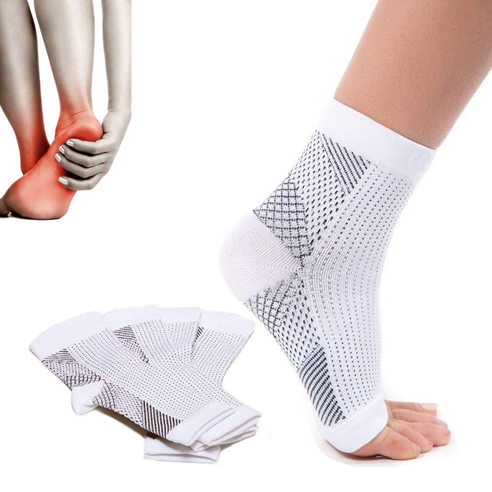 Dr Sock Soothers Socks,3 Pairs Plantar Fasciitis Foot Care Compression Socks Sleeve (White, S/M(5-9.5))