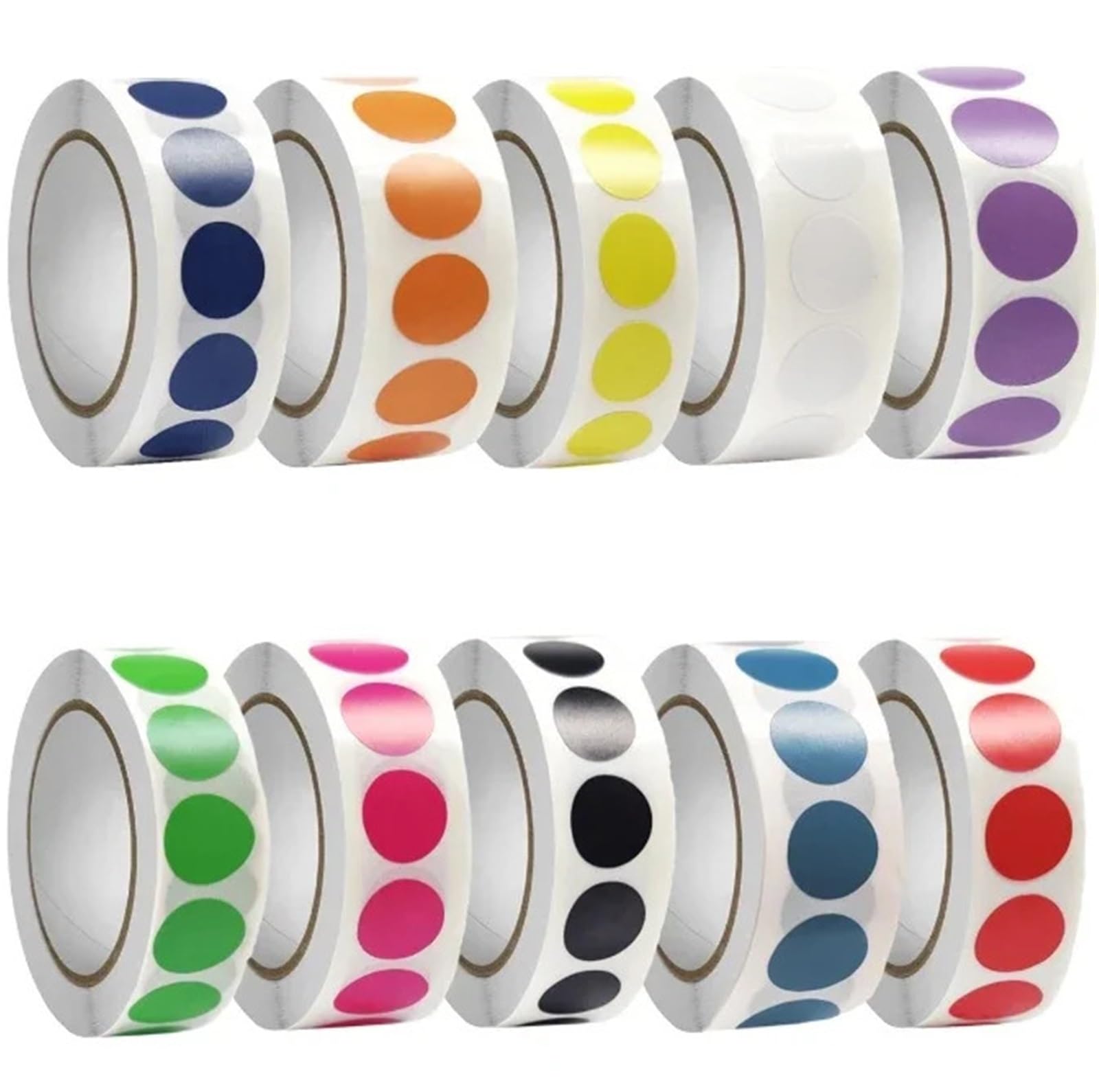 Adesivi colorati a pois 10/50 rotoli di etichette adesive a pois colorati per etichette adesive in carta patinata con marchio di classificazione (arancione - 50 rotoli)