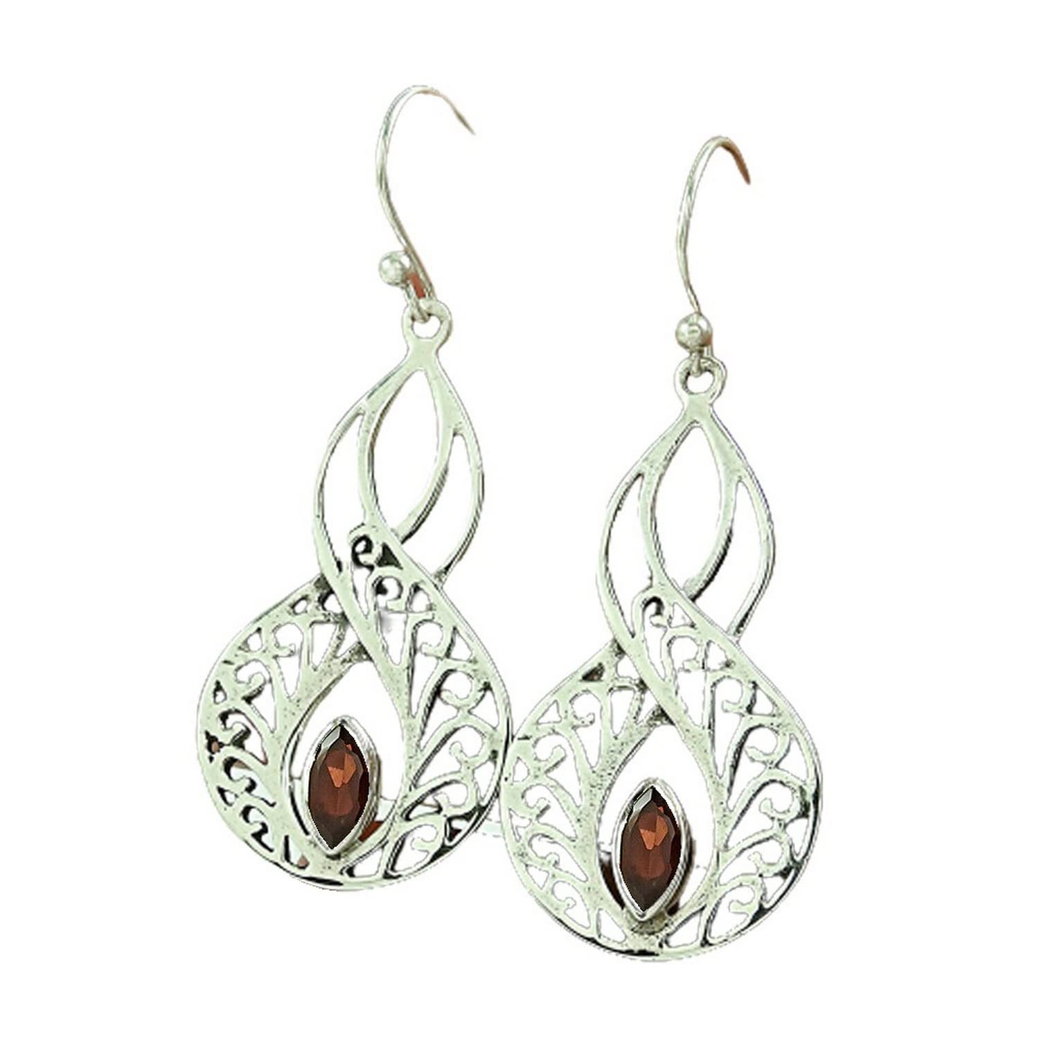 Pendientes de plata sólidos 925 para mujeres y niñas, granate de plata esterlina Garnate Declar Declaración de pendientes, regalo de dama de honor, joyas hechas a mano