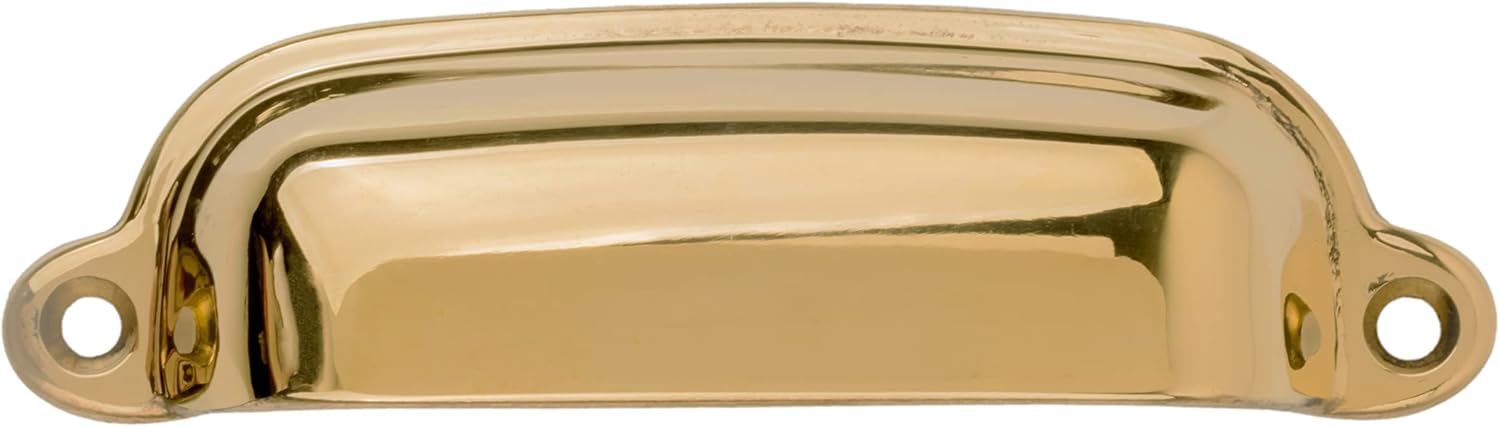 UNIQANTIQ HARDWARE SUPPLY Classic Brass Drawer Bin Pull | Centers: 3 3/8" | Handle for Antique Cabinet, Dresser Drawer | UA-885-PB
