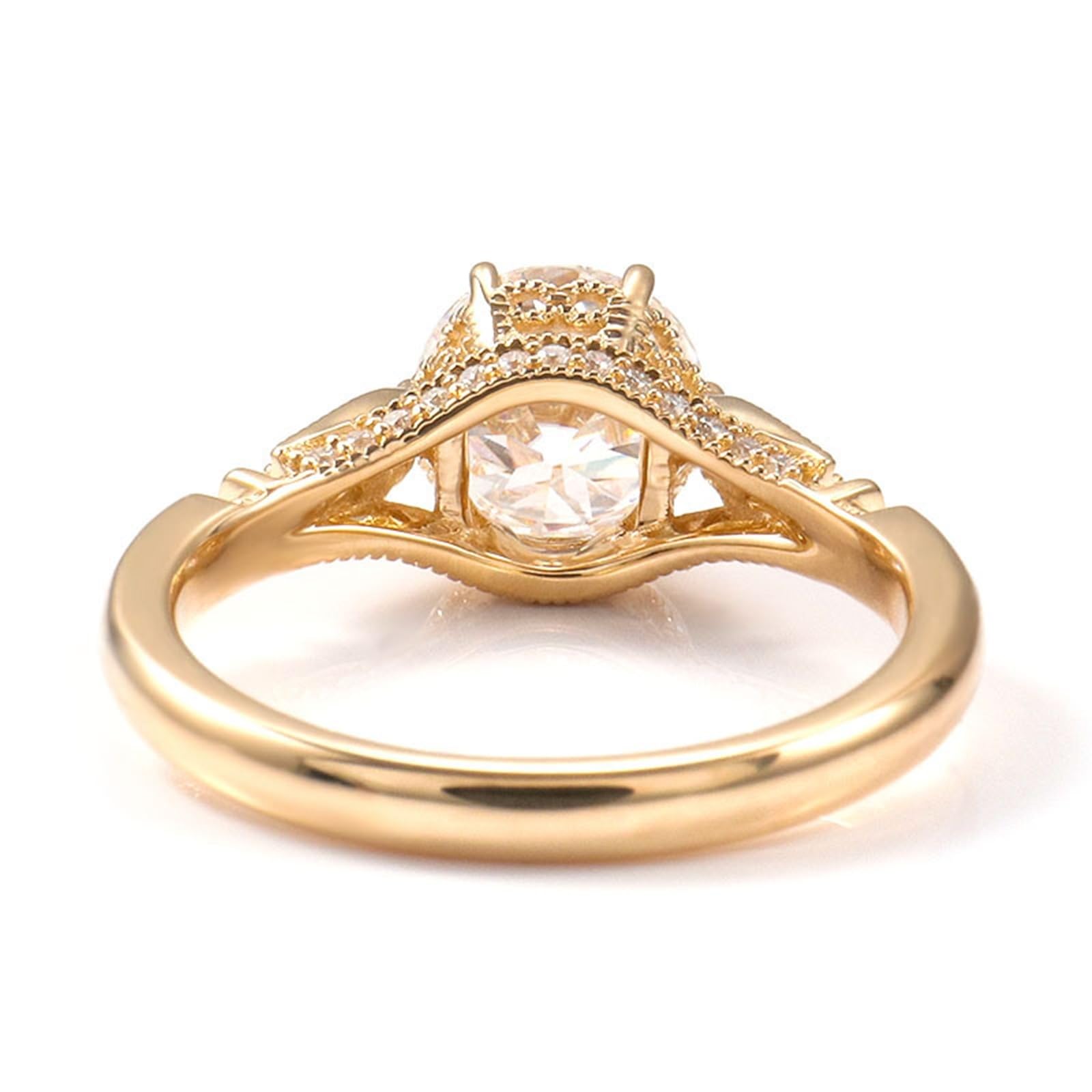Moissanite D Color VVS1 pierścionek damski, żółte złoto, pierścionek zaręczynowy, prawdziwe złoto, 375/585/750, soliter, elegancki, pierścionek ślubny, 9K/14K/18K złoty z grawerunkiem dla kobiet