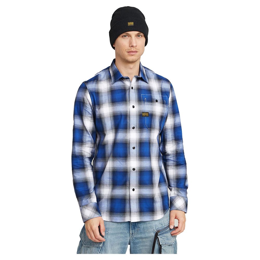 G-Star Men's Multicolour (Deep Blue Tyler Check D23553-D122-H041) Bristum 2.0 Slim Shirt M
