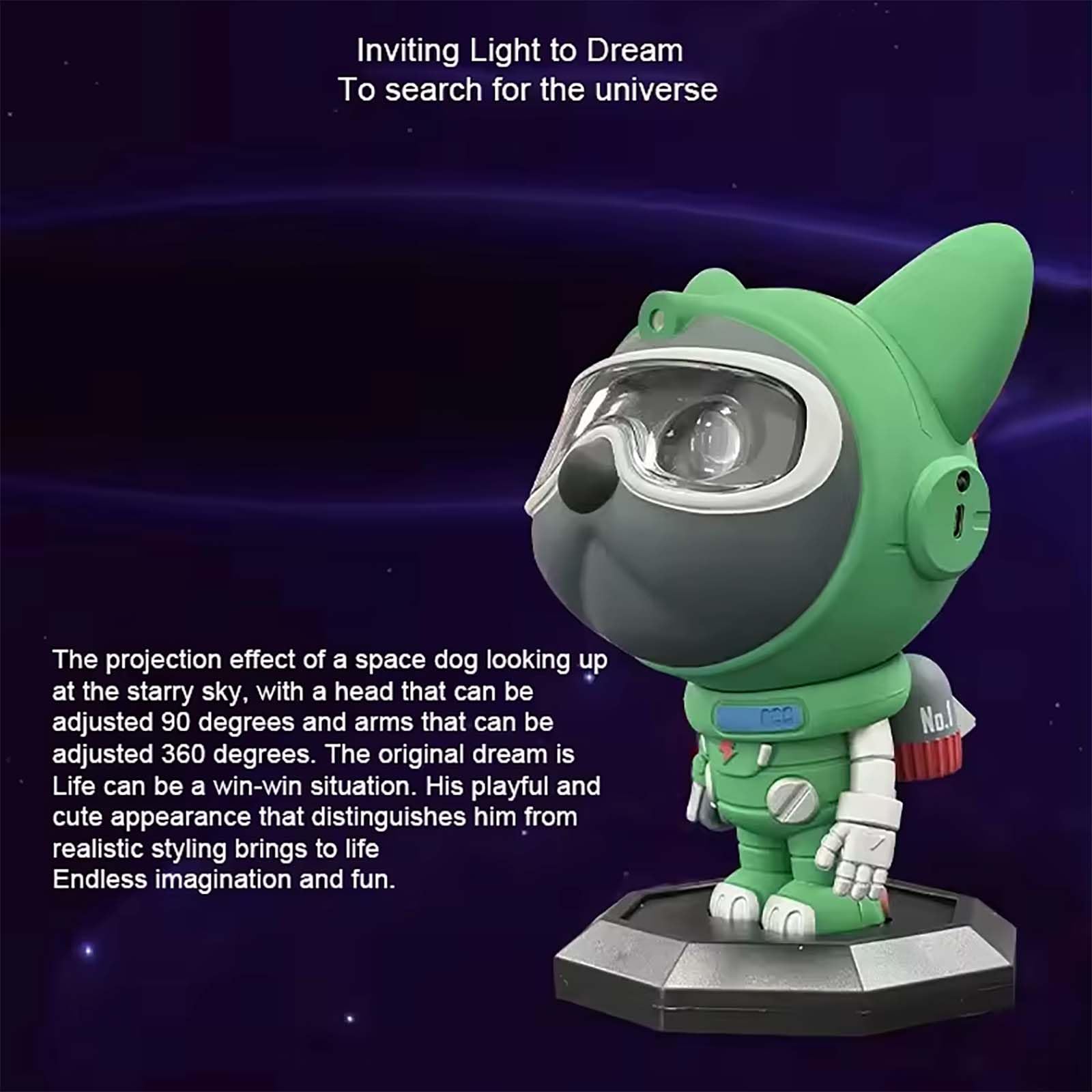 Luz de noche, lámpara de cielo estrellado de astronauta, lámpara de dormitorio creativa, lámpara de nebulosa de atmósfera, proyector de perro espacial de astronauta, lámpara de proyección para niños,