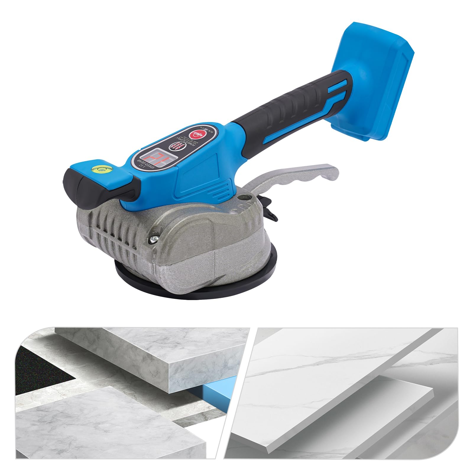 Vibratore per piastrelle Biusgiyeny 21V con 2 batterie, 12 velocità, assorbimento di 80 kg
