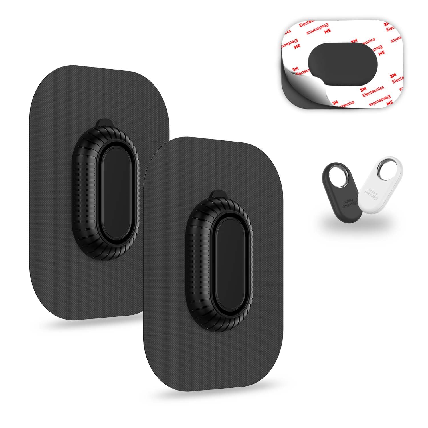 [2-Pack]Case for Galaxy SmartTag2 Fabric Holder | Secure & Discreet, Full protection Galaxy Smart Tag 2 Holder with 3M Adhesive Sticker for Luggage,Camera Bags, Backpacks & Purses etc.(Black&Black)