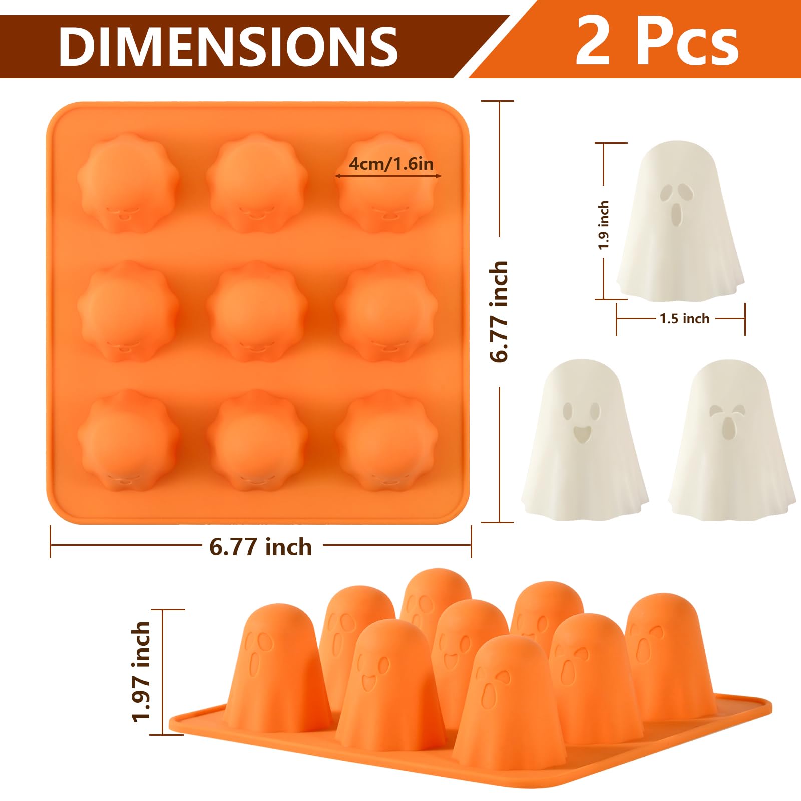 Ghost Silicone Molds - 2 Packs for Halloween Treats -6