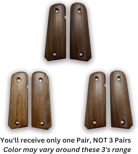 Miniatura 6 de Zib Grips, Agarres de madera 1911, accesorios 1911, agarres de corte de seguridad Ambi 1911, tamaño completo 1911, para Ruger, Colt, Kimber, Tauro y