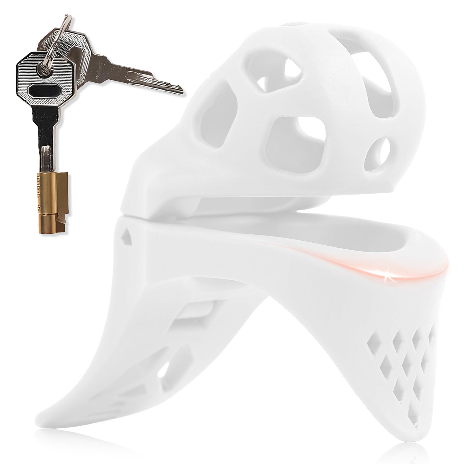 Cage de Chasteté Pénis Sex Toys Cage de Chasteté avec Serrure Dissimulée et 3 Tailles Différentes Chastity Cage avec Pénis et Testicules Masculins en Bondage Ceintures de Chasteté (M,White)