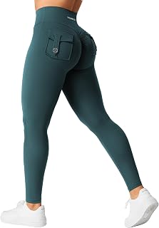 YEOREO CoreFlex Womens Leggings with Pockets V Cross Waist Charm Leggings | V Cross High Waisted, 2 Back Pockets, Workout Scrunch, Tummy Control, Gym Yoga Pants
